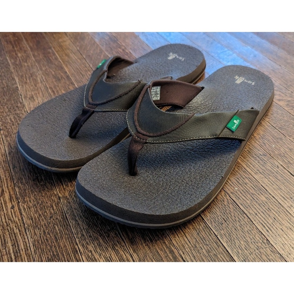 Sanuk Mens Size 13 Brown‎ Comfortable Sandals Flip Flops Beach River Camping